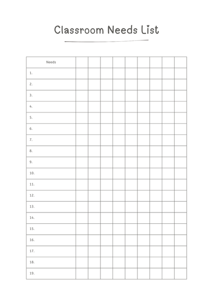 Classroom Needs