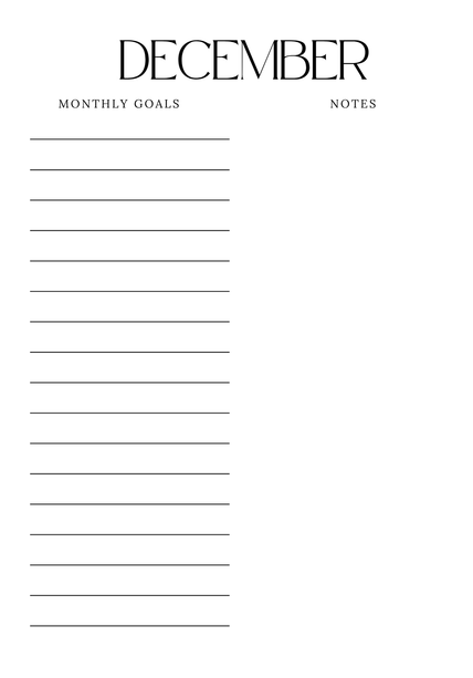 Monthly Goals