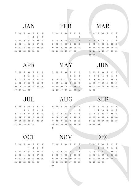 Yearly Calendar