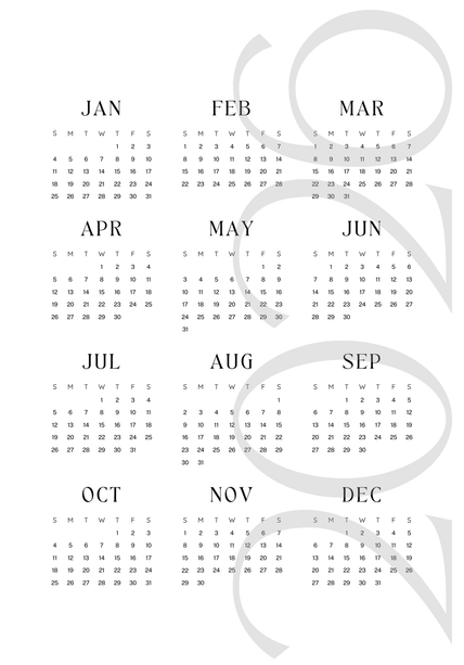 Yearly Calendar