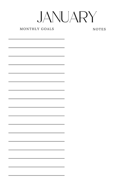 Monthly Goals